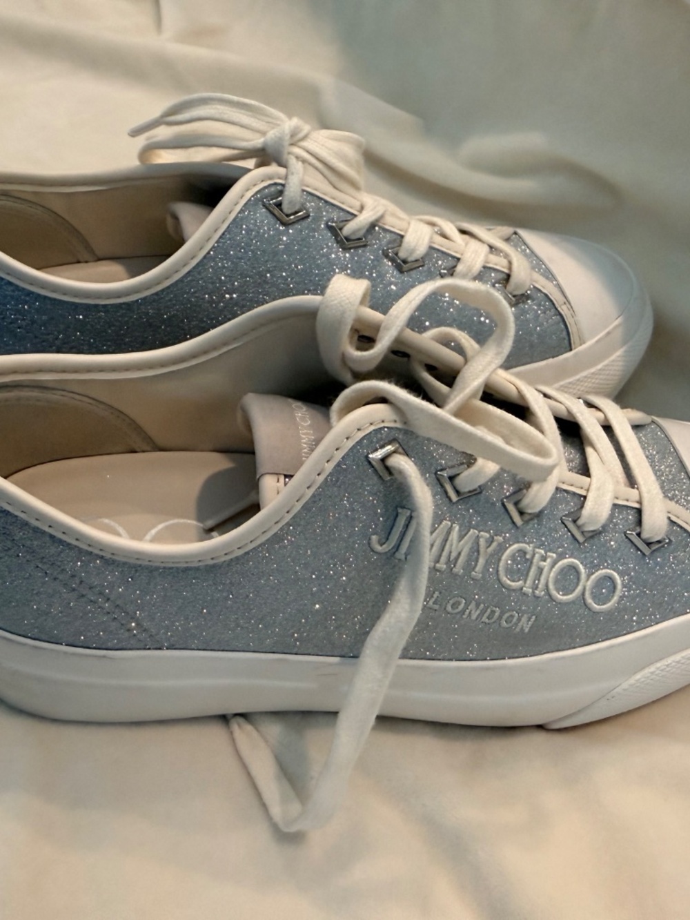 Jimmy Choo Glitter Silver Sneakers - Picture 3 of 11